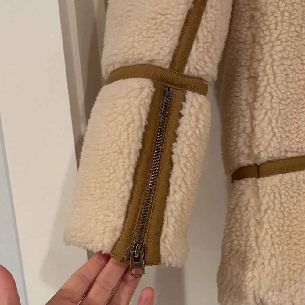 Faherty Cream Teddy Jacket with Tan Accents - Picture 4 of 4